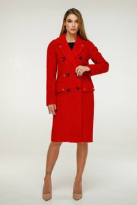 Красное демисезонное пальто В-1243 Favoritti