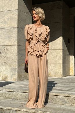 Льняной брючный костюм Юкси корица Jadone Fashion