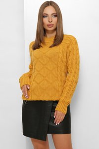 Жіночий в'язаний светр 206 гірчичний MarSe