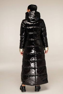 Зимове чорне пальто 1202 лак тон 16+3 Favoritti