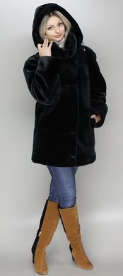 Шуба мутоновая женская короткая искусственная черная F115 Murenna Furs