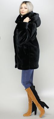 Шуба мутоновая женская короткая искусственная черная F115 Murenna Furs