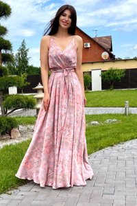 Персиковое шелковое платье Бёнси Jadone Fashion