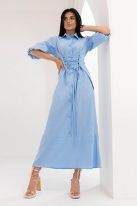 Блакитна коттонова сукня міді Крістін Jadone Fashion