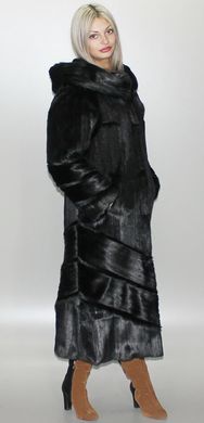 Искусственная черная шуба под норку F-230-53 Murenna Furs