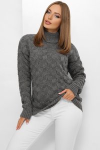 Вязаный свитер с горлом 204 графит MarSe