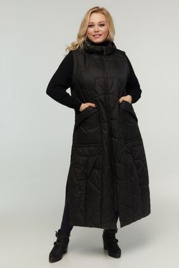 Демисезонное длинное женское стеганое пальто Баллон черное Riches
