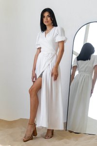 Льняное белое платье Амелия Jadone Fashion