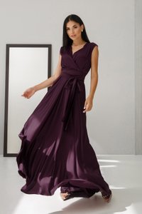 Шелковое длинное вечернее платье цвета марсала Jadone Fashion