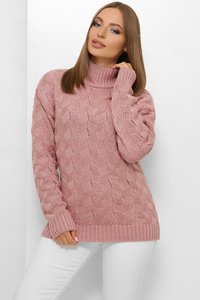 Вязаный свитер с горлом 204 роза MarSe
