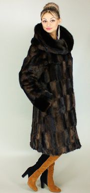 Шуба женская искусственная норка коричневая паркет F37 Murenna Furs