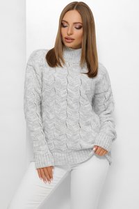 Вязаный свитер с горлом 204 светло-серый MarSe