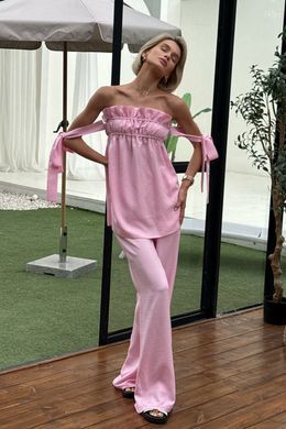 Розовый льняной брючный костюм Ханна Jadone Fashion