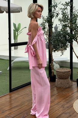 Розовый льняной брючный костюм Ханна Jadone Fashion