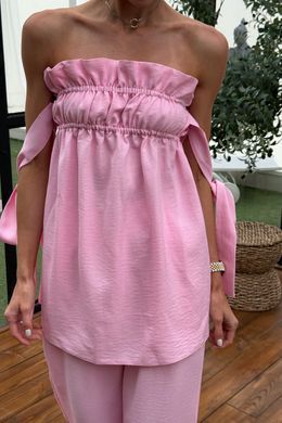 Розовый льняной брючный костюм Ханна Jadone Fashion