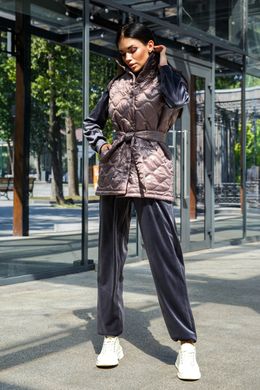 Стеганый черничный жилет с поясом Мида Jadone Fashion