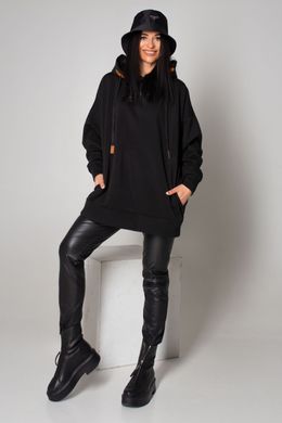 Теплое черное худи оверсайз Косси Jadone Fashion