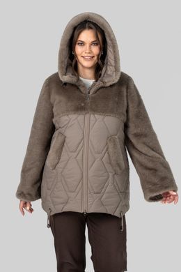 Короткая комбинированная шуба Шанталь капучино All Posa