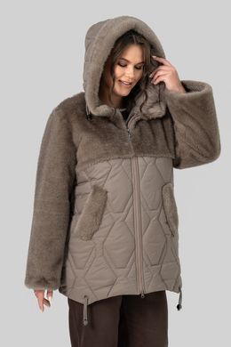 Короткая комбинированная шуба Шанталь капучино All Posa