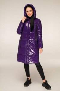 Зимова фіолетова лакова куртка ПВ-1247 тон 12 Favoritti