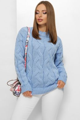 Вязаный теплый свитер Косы голубой MarSe