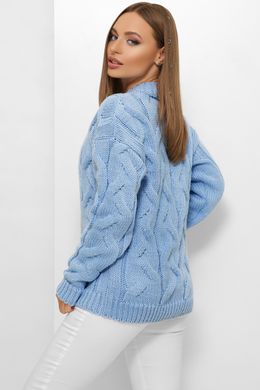 Вязаный теплый свитер Косы голубой MarSe
