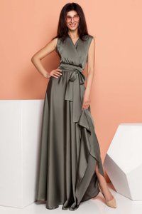 Шелковое вечернее платье макси цвета хаки Jadone Fashion