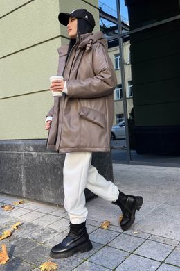 Зимняя куртка из экокожи Сави мокко Jadone Fashion