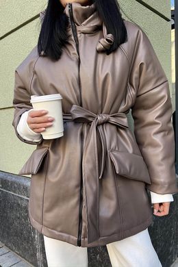 Зимняя куртка из экокожи Сави мокко Jadone Fashion