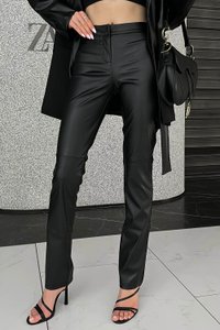 Чорні шкіряні жіночі брюки Локсі Jadone Fashion