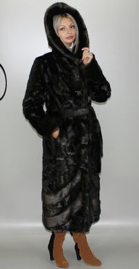Длинная женская шуба из искусственного меха коричневая норка F-232-25 Murenna Furs