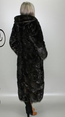 Длинная женская шуба из искусственного меха коричневая норка F-232-25 Murenna Furs