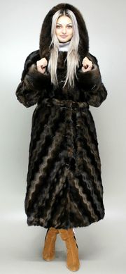 Шуба искусственная коричневая норка волна F102-31 Murenna Furs