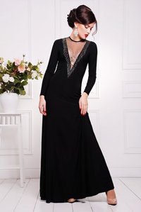 Вечернее женское черное платье в пол Аркадия Lenida