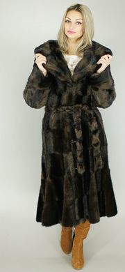 Жіноча довга штучна шуба коричнева норка паркет F36-29 Murenna Furs