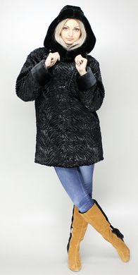 Шуба жіноча коротка штучна чорний каракуль F115 Murenna Furs
