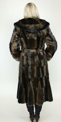 Женская длинная искусственная шуба коричневая норка паркет F36-29 Murenna Furs