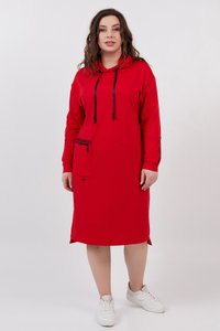 Красное женское платье с капюшоном Аделина All Posa