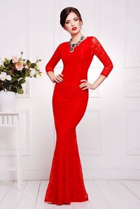 Вечернее красное длинное женское платье Арсения Lenida