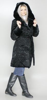 Шуба штучна чорна із каракулю F72 Murenna Furs
