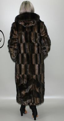 Длинная женская шуба из искусственного меха коричневая норка паркет F-232-13 Murenna Furs