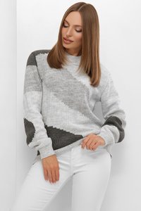 Вязаный женский свитер 207 светло-серый MarSe
