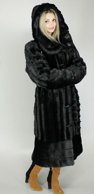 Шуба искусственная черная норка полоса F61-32 Murenna Furs