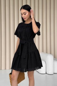 Черное платье из прошвы Оланда Jadone Fashion