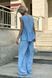 Блакитний лляний брючний костюм Трейсі, 40-42