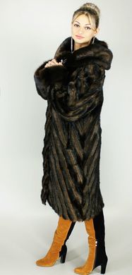 Шуба искусственная коричневая норка полоса F107-30 Murenna Furs