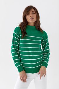 Зеленый вязаный свитер в полоску 216 MarSe
