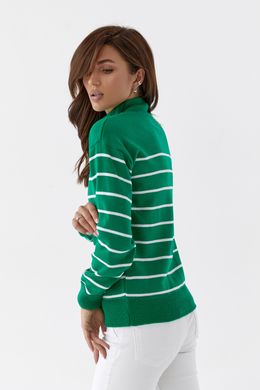 Зеленый вязаный свитер в полоску 216 MarSe