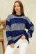 Вязаный синий полосатый свитер 228, 46-54