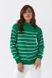 Зеленый вязаный свитер в полоску 216, 42-48